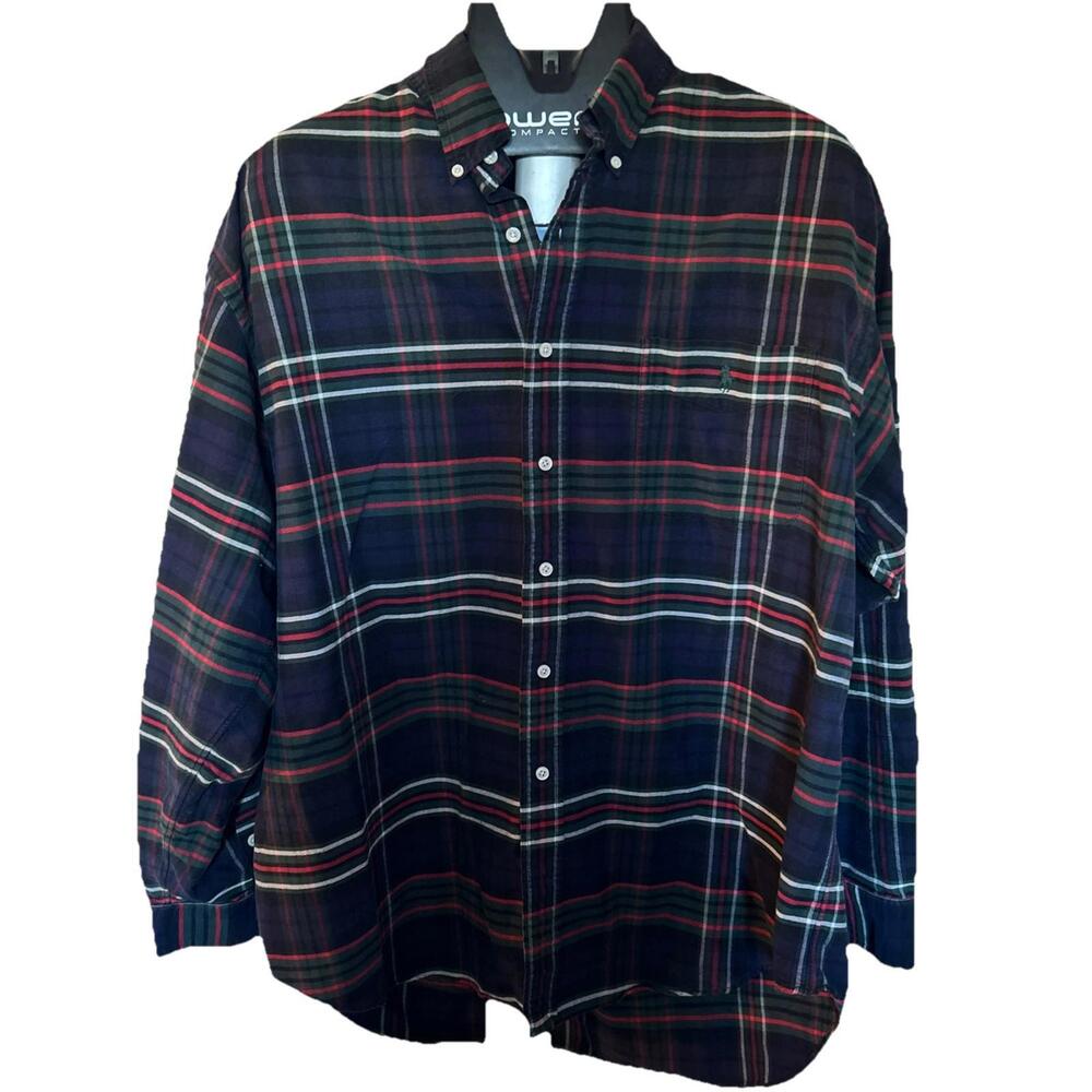 Vintage Polo Ralph Lauren The Big Oxford Plaid Button Down Shirt XL Pony Preppy - Picture 2 of 8